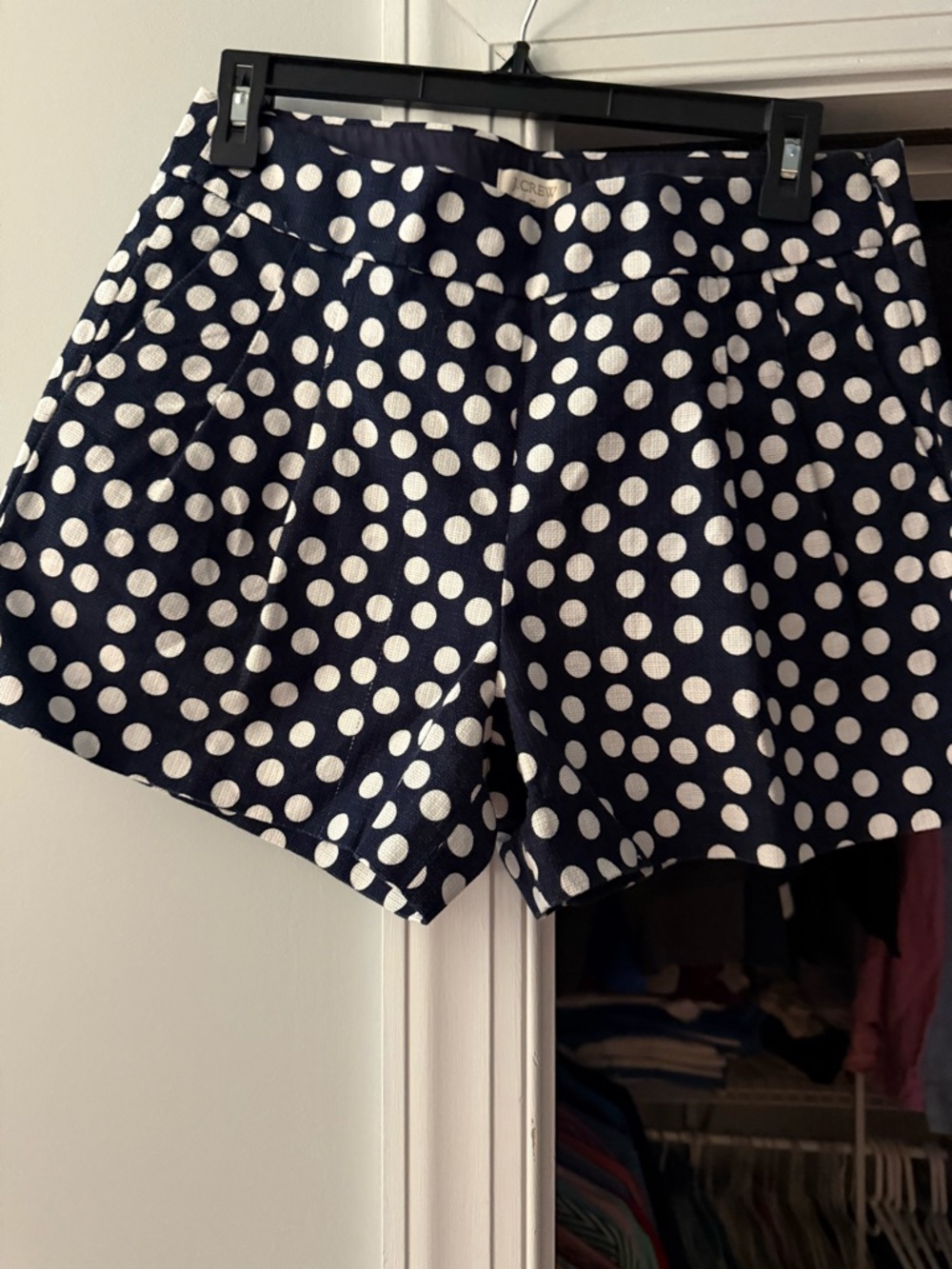 J. Crew Navy and White Polka Dot High-Waist Shorts-EUC SIZE 2